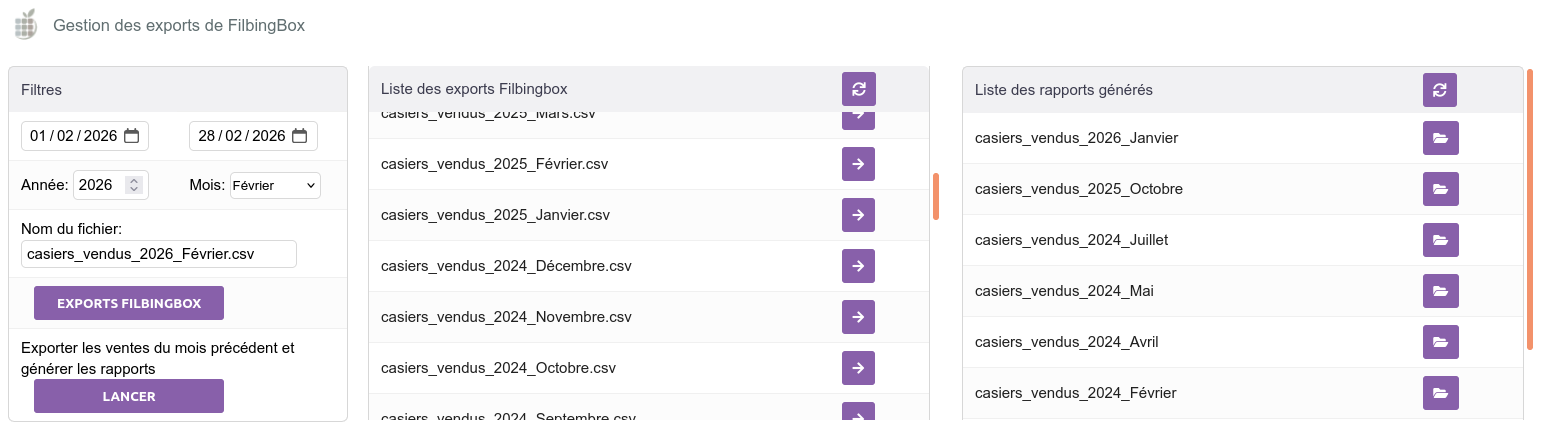 Gestion des exports et des rapports